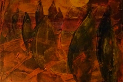 Landschaft in Orange / Öl/Leinwand / 40x30