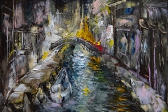 Venedig in der Nacht Motiv 1 / Öl/Leinwand / 24x18 / - verkauft -