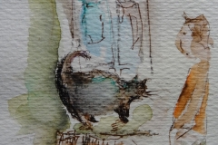 Dicke Katze / Aquarell/Mischtechnik / 8 x 10,5