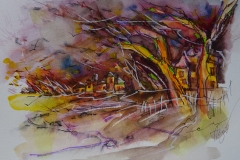 Bunter Sturm / Aquarell / 19 x 14