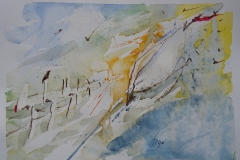 Der Vogel / Aquarell/Ölpastellkreide / 20 x 15