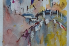 Landschaftsskizze / Aquarell/Ölpastellkreide / 14 x 18
