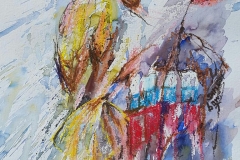 Sunset freedom bar / Aquarell/Ölpastellkreide /