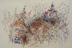 Zwei Türme / Aquarell/Mischtechnik / 24 x 17