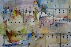 Noten-Aquarell / Aquarell / 14,5 x 11